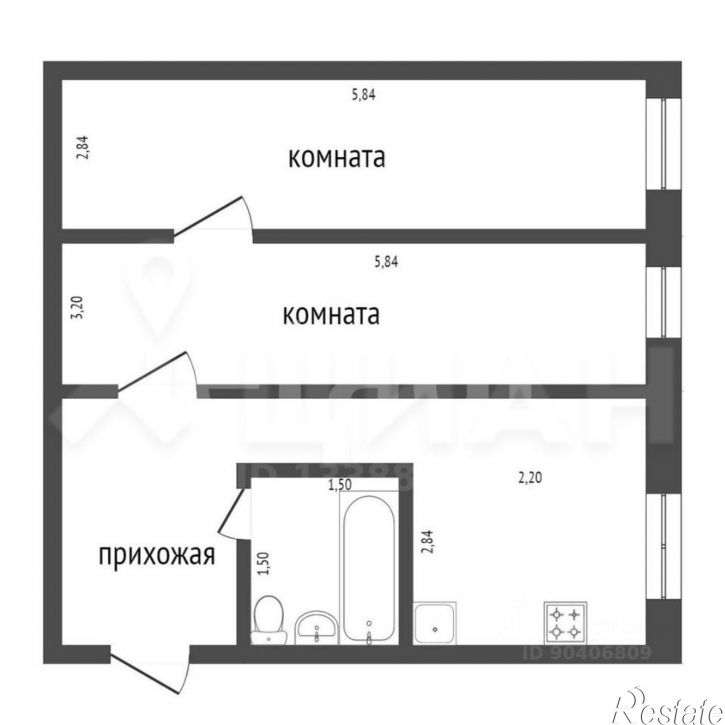 2-комн квартира Мурманск, Ленинский
