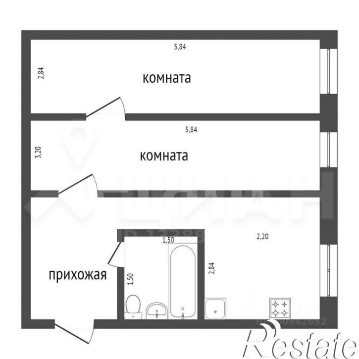 2-комн квартира улица 50 лет Октября, 17,  д. 17